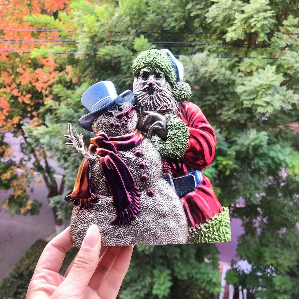 Glossy Silicone Santa Claus Mold Wall-mounted Christmas Stereo Mold DIY Ornaments Pendant Epoxy Resin Crafting Molds