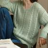 Damen Strickwaren mit V-Ausschnitt, einfarbig