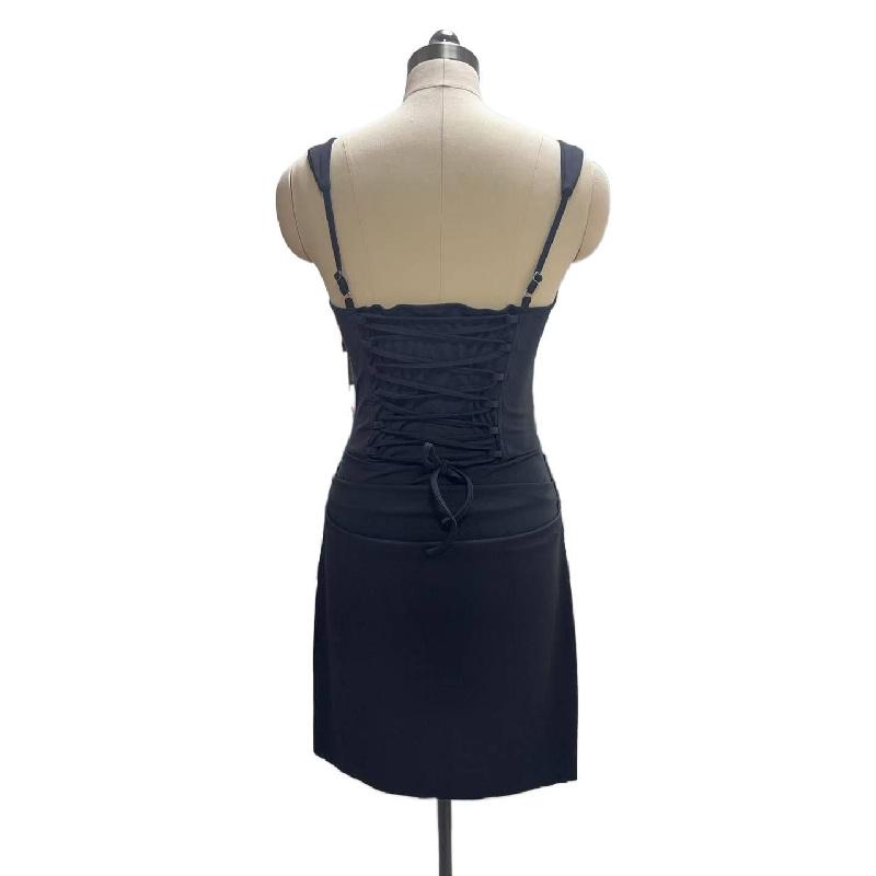 2026 New Women's Sexy Square Neck Sleeveless Bodycon Strap Waist-Cinching Short Dress
