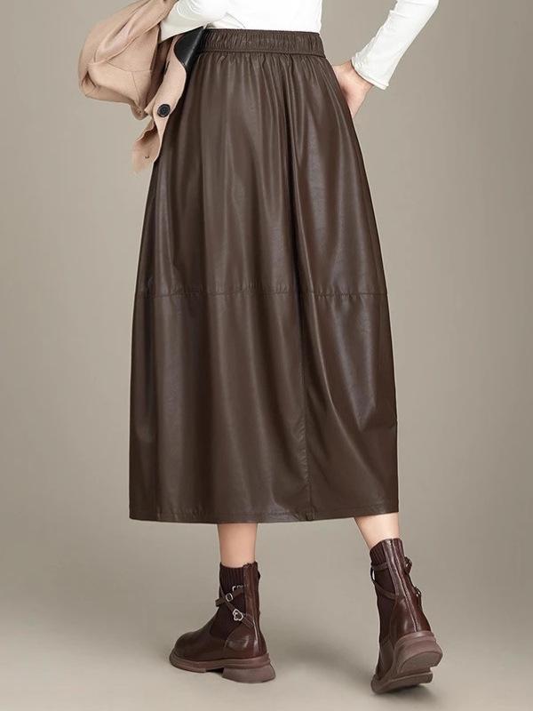 Women's 2025 New Style Elastic Waist Leather Skirt - Versatile Bud Skirt with Flattering Fit