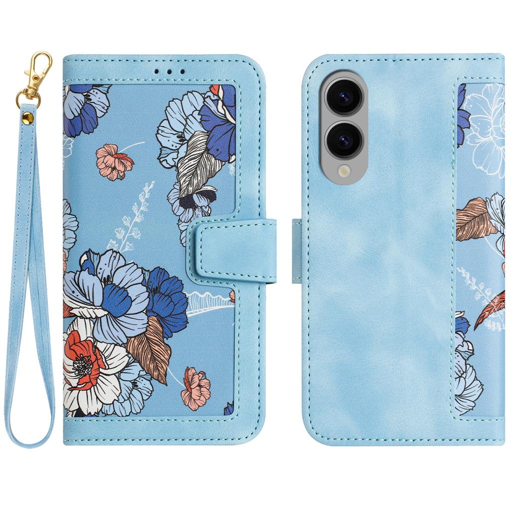 For Samsung Galaxy S25 Edge Case PU Leather Floral Phone Cover with Card Slots