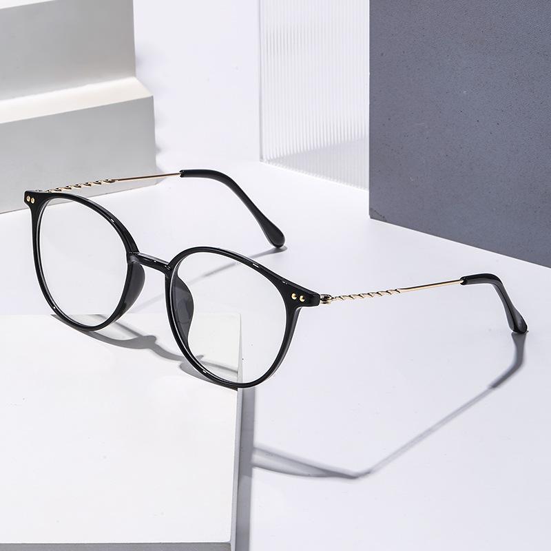 Anti-blue Light Fashionable Retro Round-framed Reading Glasses Women Color Splicing Eye Protection Comfortable Eyewear 0 TO +4.0