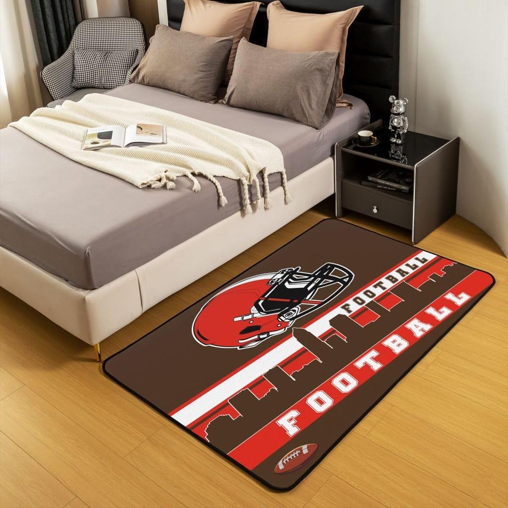 Erose Braut Fußball Stadt Bereichsteppich 4'11" x 3'3" Fußballteppich für Jungen Mädchen Braun Rot Rugby Spiel Teppich Fußballfans Schlafzimmer Dekor Sport B