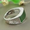 Silver Adjustable Green Jade Thumb Ring for Men and Women