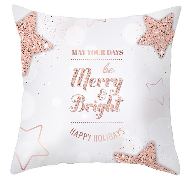 New Pink and Gold Christmas Peach Leather Velvet Pillowcase Festive Home Decoration Pillow Cushion Cover