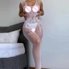 Transparently Crotchless Lingerie Lace Pantyhose For Adults Woman Full Body Stocking Costume