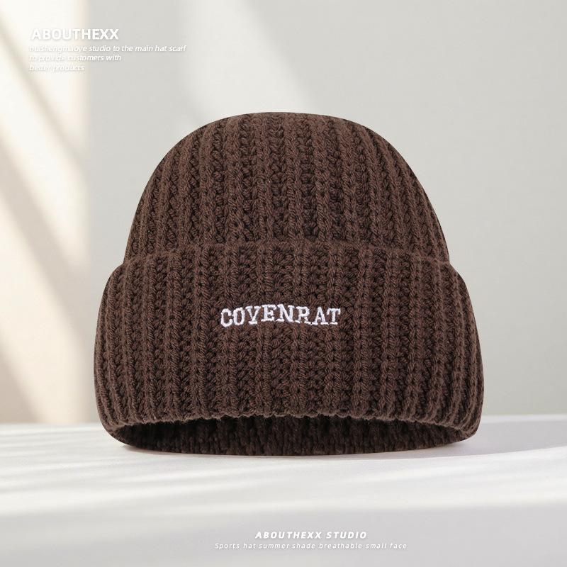 

Шапка Женская Осень и Зима Новый Стиль Шерстяная Шапка Вышитые Буквы Модная Вязаная Шапка Теплая Шапка от Холода Мужская Шапка-Дыня Трендовая M（56-58cm）