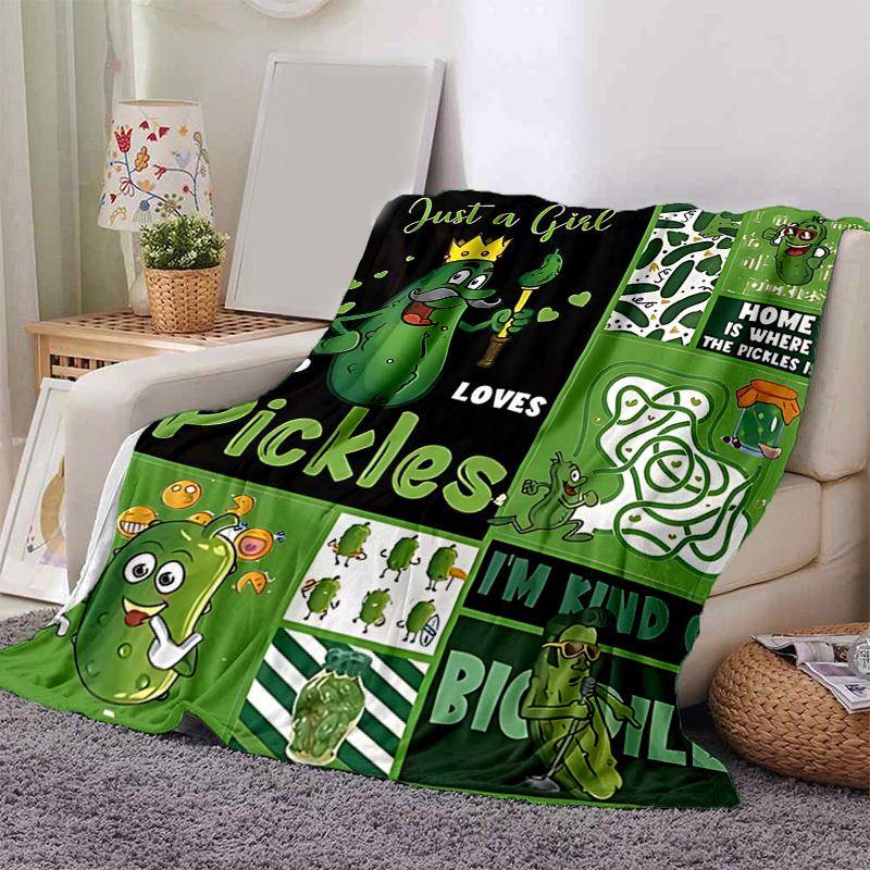 1pc Pickle Lover's Home Decor Collection Pickle Themed Throw Blanket, Couch Cover, Travel & Blanket .W015