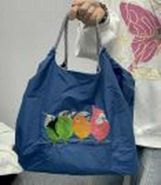 Trendige blaue bestickte Bucket Bag - Vielseitige Handtasche aus Oxford-Gewebe mit großem Fassungsvermögen