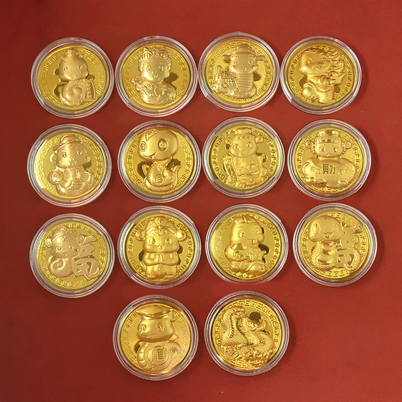 2025 Jahr der Schlange Glücksgoldmünze Gedenkmünzen Chinesisches Sternzeichen Abzeichen Sammlerstücke Gedenkmünzen