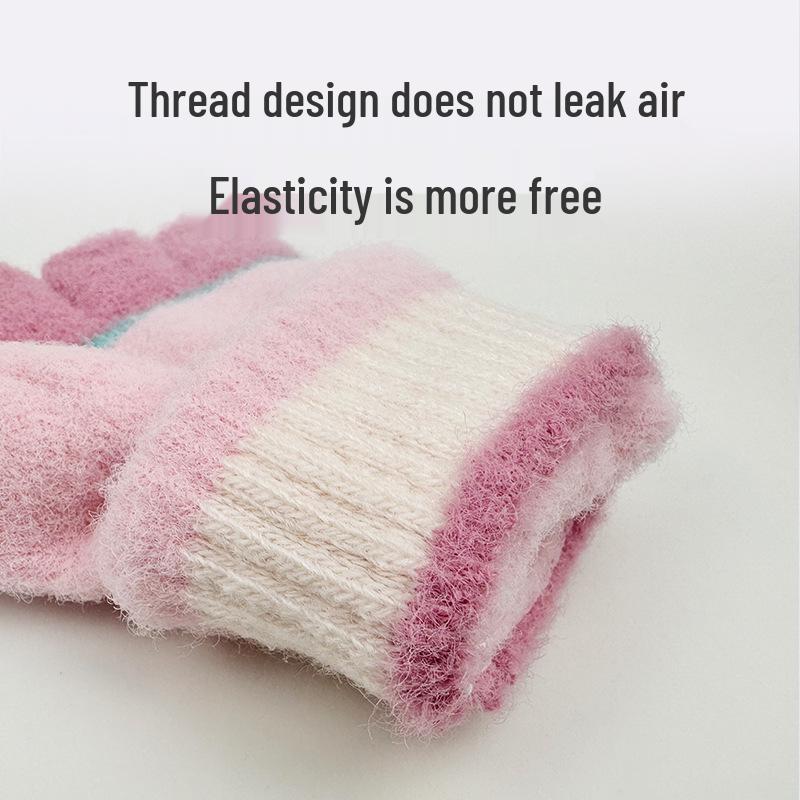 Cute Winter Knitted Train Gloves - Windproof & Warm for Adults