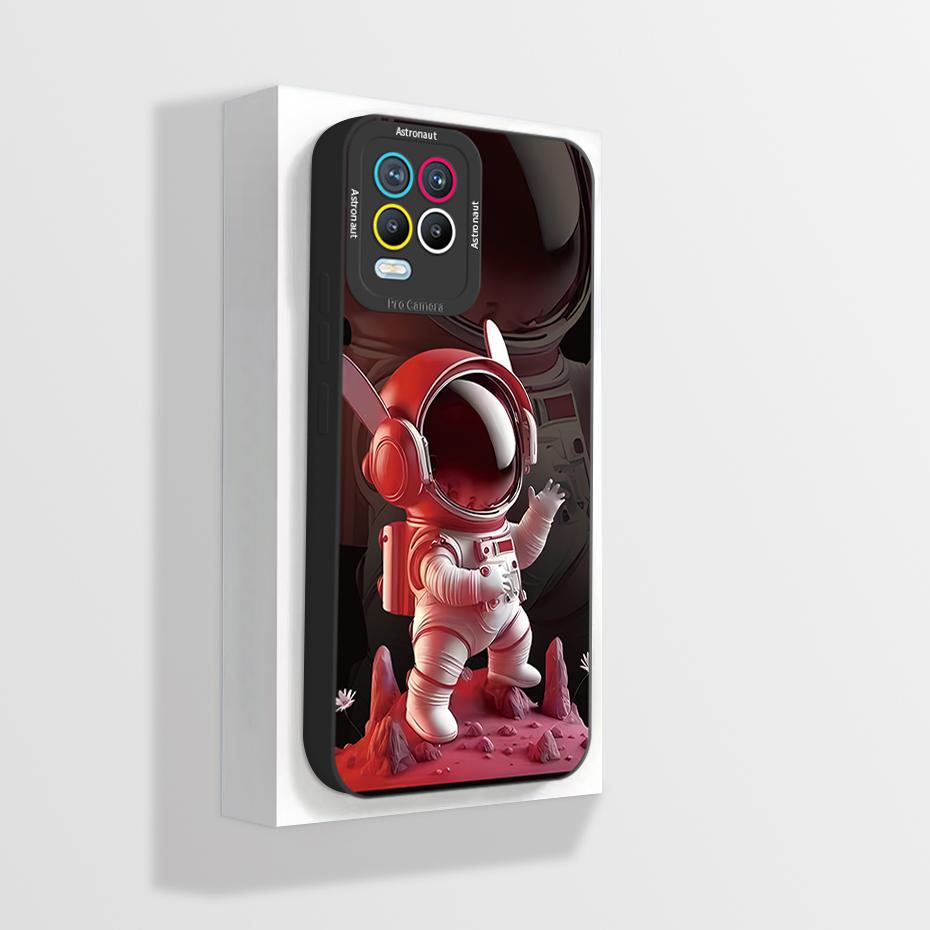 For Realme 8 Case Realme 8 5G Phone Case Realme 8i Case Realme 8 Pro 8s Aesthetic Cartoon Astronaut Square Shockproof Back Cover