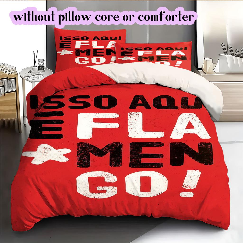 Flamengo Football Soccer Pattern Bedding,Quilt Set Quilt Cover Pillowcase Home Birthday Gift (1*duvet Cover+2*pillowcase,without Core)