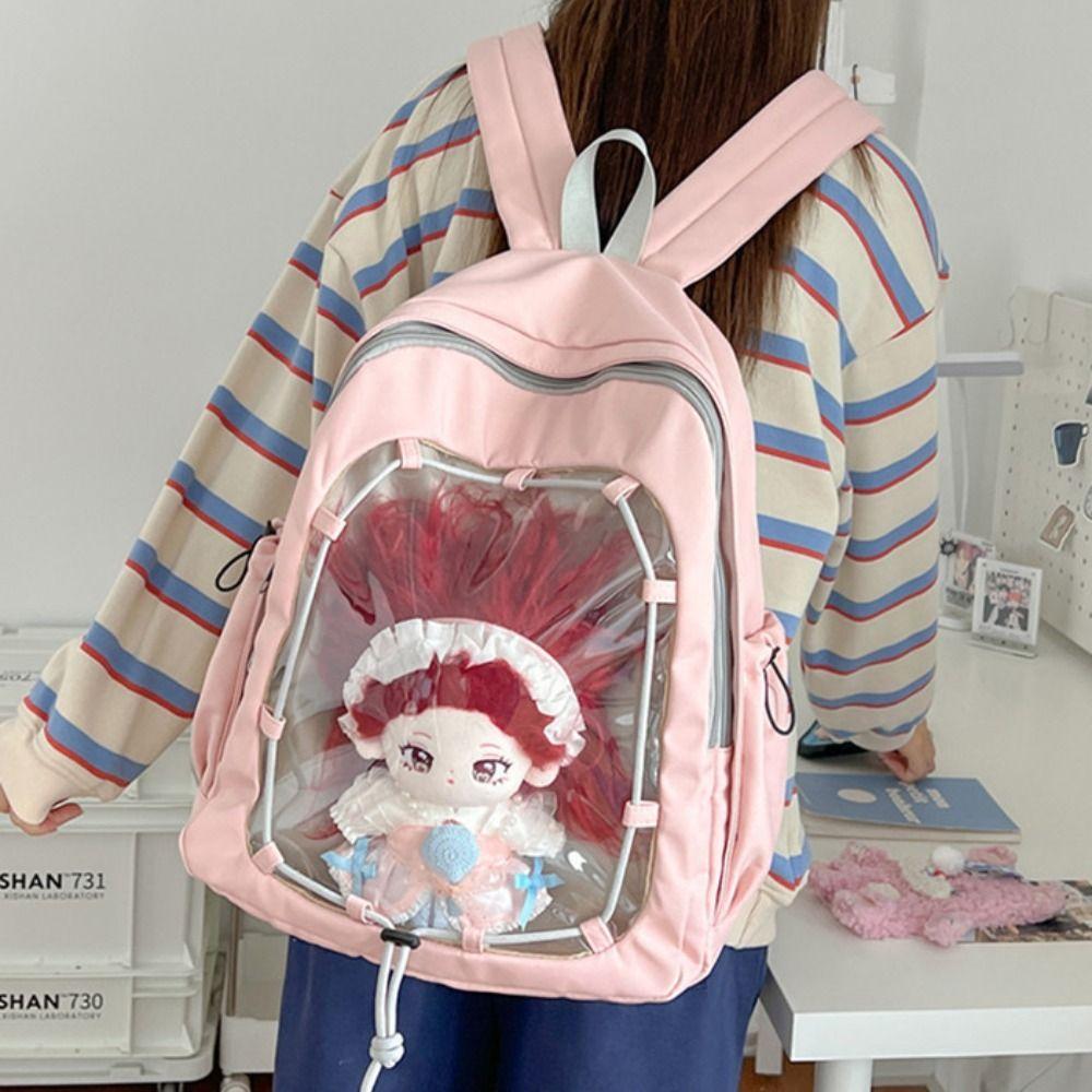 Large Capacity Doll Display Storage Bag Schoolbag Transparent Backpack Cotton Doll Ita Bag  Student