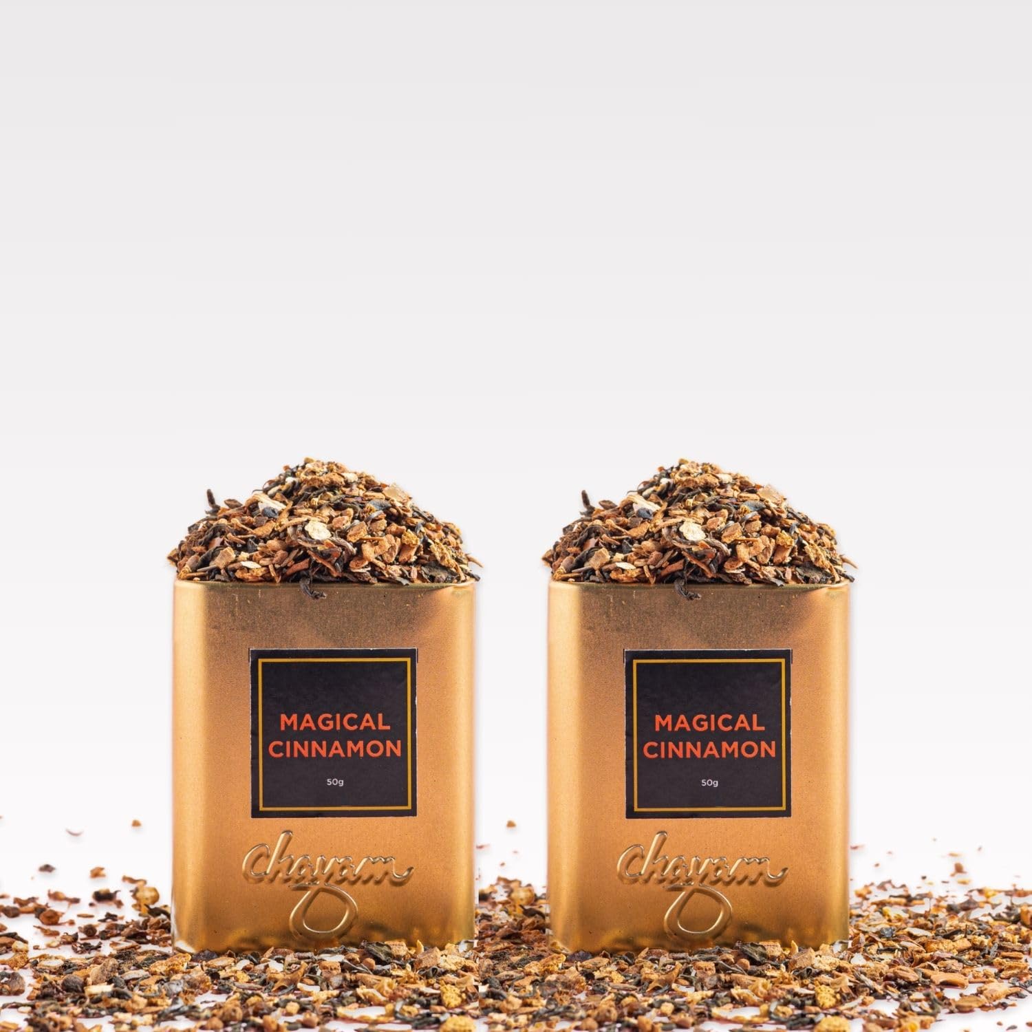 Chayam Magical Cinnamon Green Tea - 50g | Herbal Blend with Cinnamon, Orange Peel, Cloves, Star Anise - Pack of 2