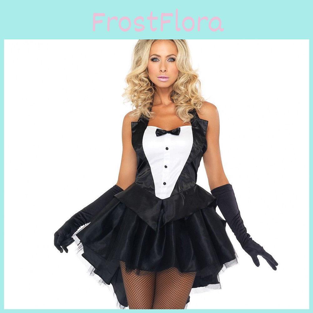 Elegant Backless Women's Bunny Rabbit Cosplay Tuxedo Halloween Outfit Fancy Dress