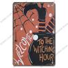 Happy Halloween Retro Poster Metal Plate Jack-O-Lantern Black Cat Witch Metal Tin Signs Vintage Halloween Party Living Room Home