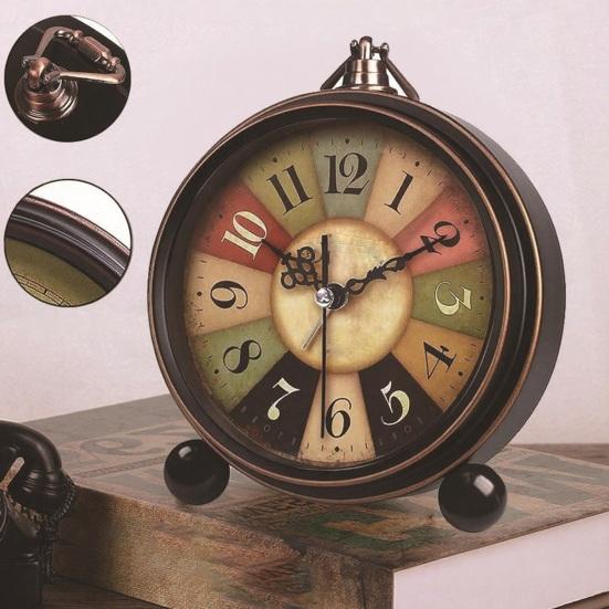 Vintage Metall Analoger Wecker Großes Display Tickenlos Leise Batteriebetrieben Schlafzimmer Retro Schreibtisch Quarz Uhr Kinder Schüler Geburtstagsgeschenk
