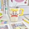 Cute cute clown straw cup high value ceramic mug with lid funny couple drinking cup birthday gift