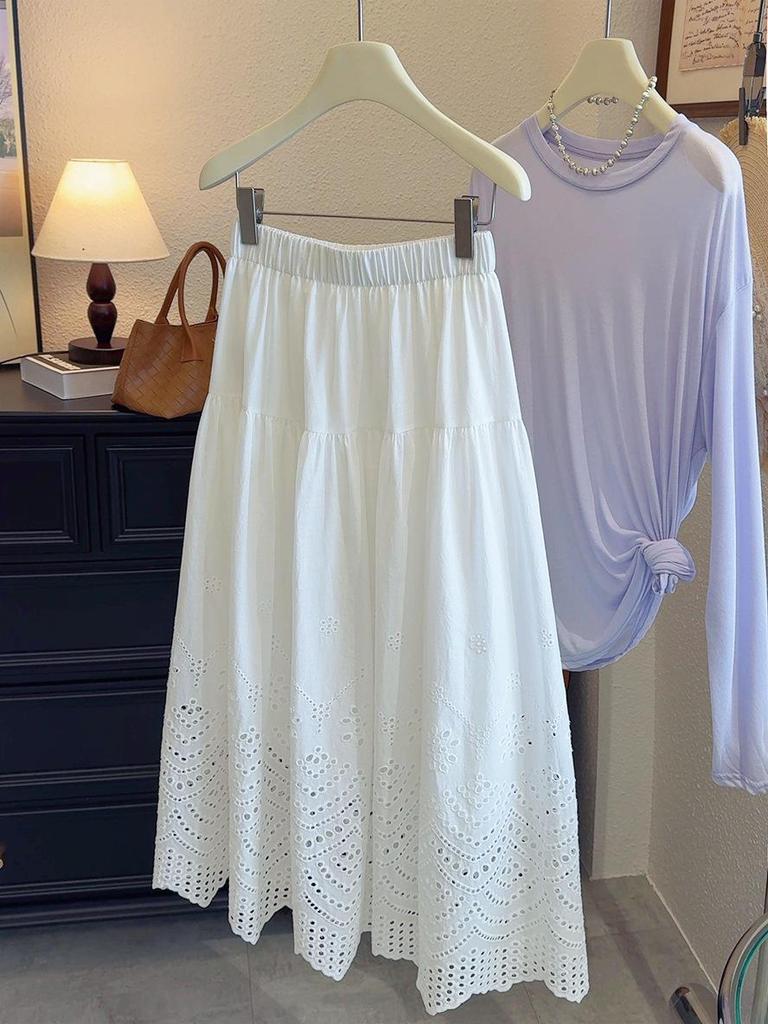 2026 European Fashion High Waist A-Line Hollow Out Slimming Skirt for Women - Spring Collection