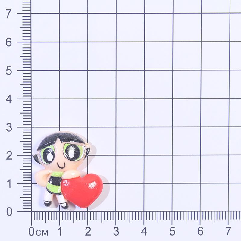 6Pcs Kawaii Anime The Powerpuff And Girls Series Resin Model Toys Cute Cartoon Character Creativity Diy Keychain Material