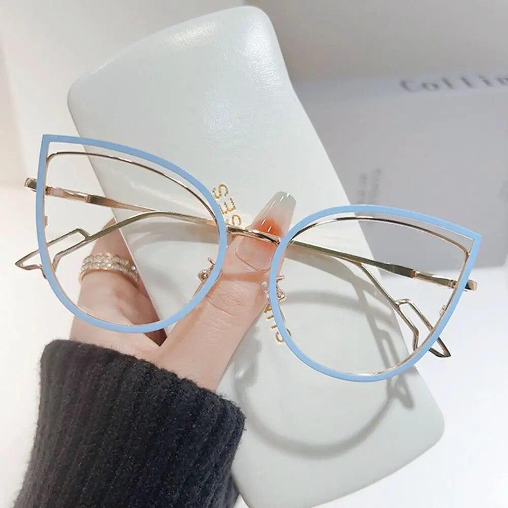 Cat Eye Anti-Blue Light Glasses Women Men Oversized Optical Frame Eye Protection Ultra Light Eyeglasses Office Computer Goggles