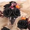 5pcs Artificial Flowers Black Roses Plastic Fake Flowers Long Stem Garden Office Home Decor Wedding Halloween Party Decoration