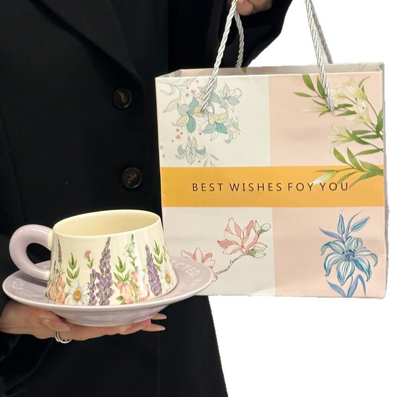 Retro Office Water Cup Girls High Value Coffee Cup Exquisite Ceramic Cup Set Souvenir Birthday Gift
