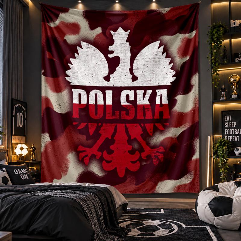 Wall Hanging Tapestry Poland Football Print Cloth for Living Room Bedroom Home Decor