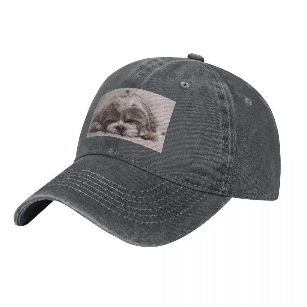 Shih Tzu Sleeping Baseball Caps Fashion Denim Hats Outdoor Adjustable Casquette Sports Baseball Cowboy Hat for Unisex Women