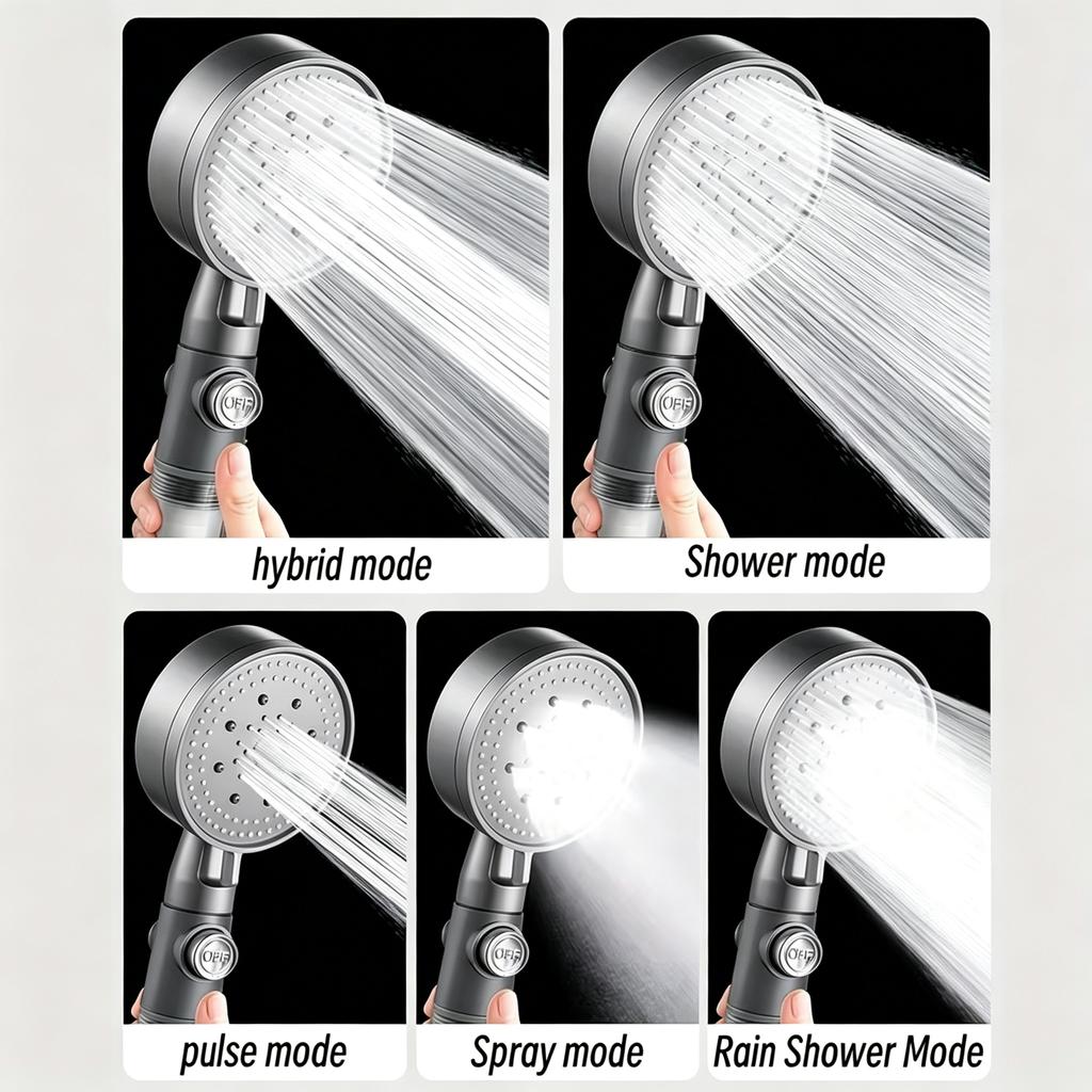 Grey Filter Handheld Shower Head High Pressure Sprayer Comes with 5 Replacement Cartridges Remove Impurities to Soften Bath Wate