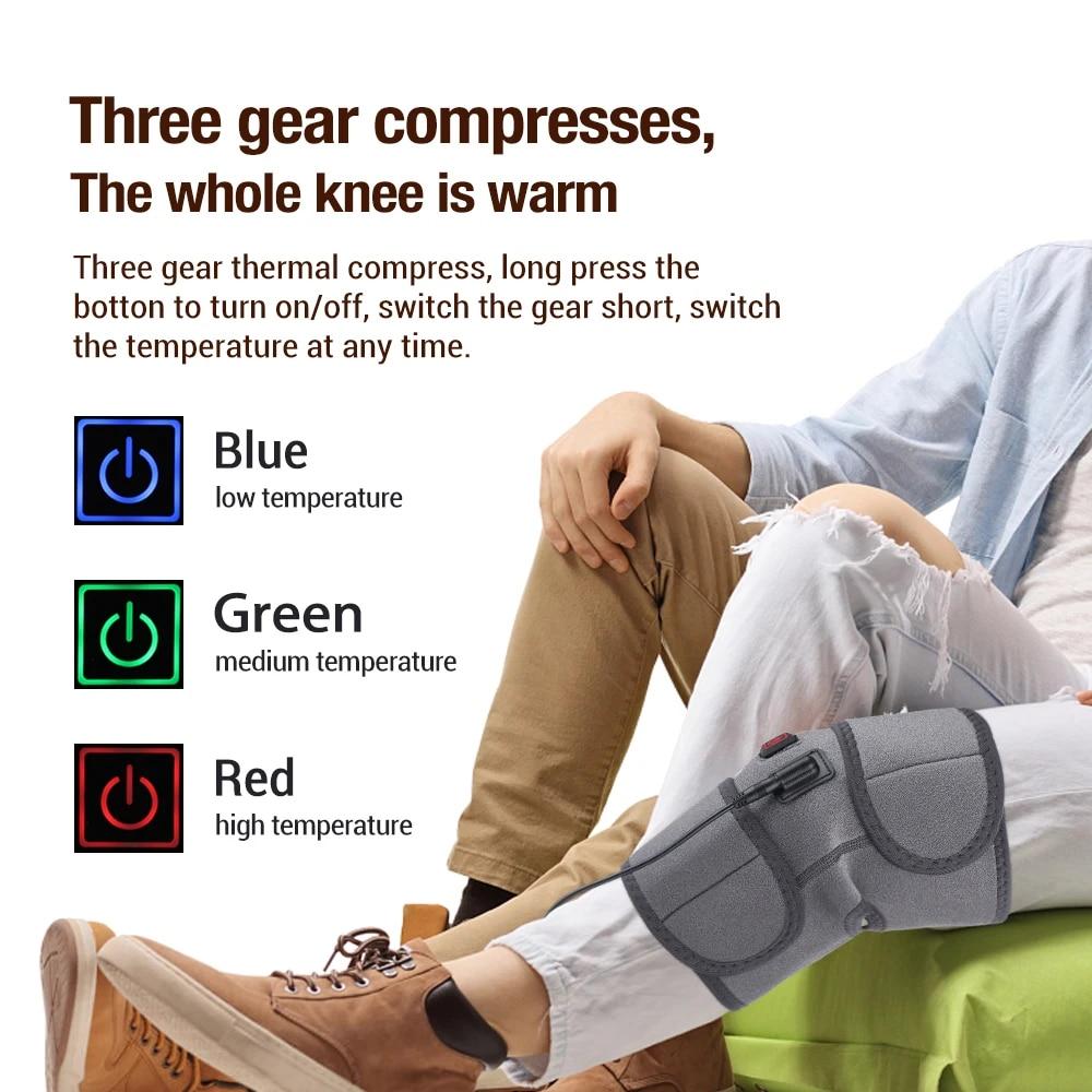 Electric Heating Knee Pads for Arthritis Pain Relief Thermal Joint Support Brace with Vibration Massager