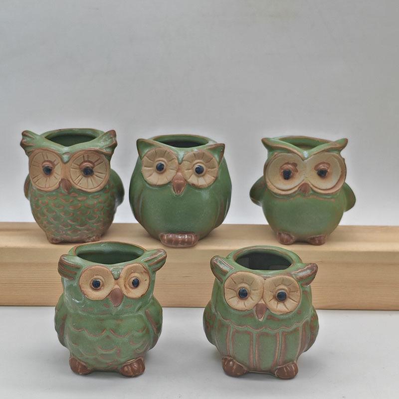 Ceramic Owl Succulent Flower Pot 0262 - Mini ZAKKA Animal Design