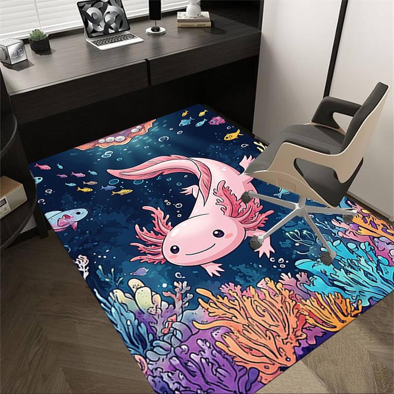 

1 шт. Коврик для пола с аксолотлем в океанском стиле, нескользящий, для офиса, семьи, спальни, студии - Ковер большого размера, яркие цвета - C0462 60cm by 90cm