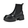 Microfiber Autumn Winter Shoes Thick High Heels Thick Bottom Size 43 Motorcycle Boots Stretch Knitwear Ankle Boots