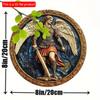 2d Fast 20*20cm, Vintage Angel-Themed Wooden Wall Art, Round Wooden Decorative Plaque for Home, Kitchen, Bedroom, Bar.