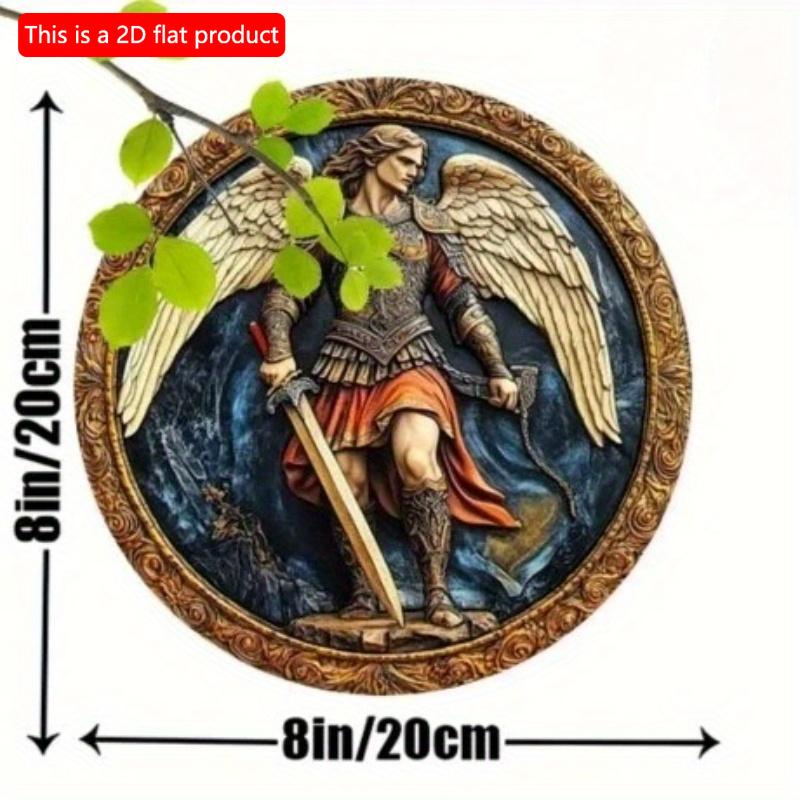 2d Fast 20*20cm, Vintage Angel-Themed Wooden Wall Art, Round Wooden Decorative Plaque for Home, Kitchen, Bedroom, Bar.