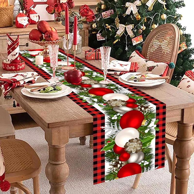 Christmas Table Runner Christmas Eve Dinner Table Decorations Gingerbread Man Santa Claus Table Cloth Cover Xmas Accessories