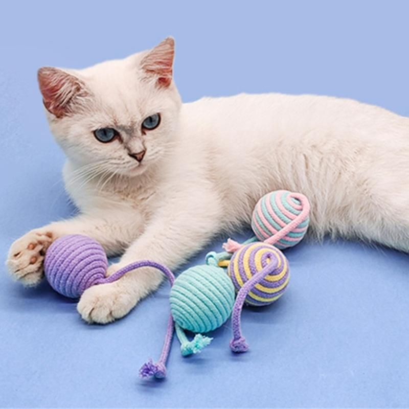 Sisal Balls for Cats Teasing Indoor Exercising Enrichment Cats Chew Toy Hunting Teething Cats Teasing Supply 6PCS