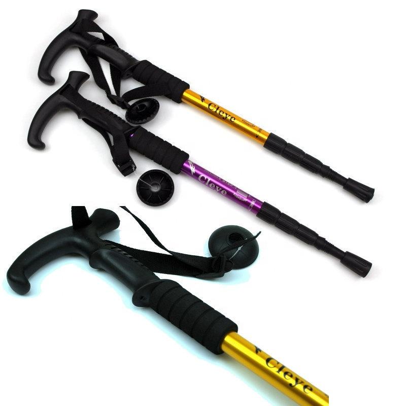 Low Moq Trekking Pole 4 Section Alpenstock Light Telescopic Hiking Stick Anti-shock Anti-skid Walking Stick