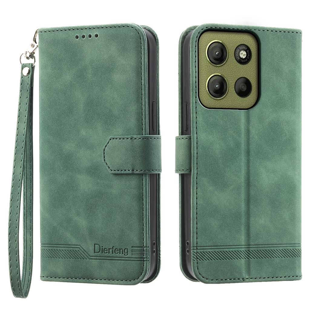 DIERFENG DF-03 For Motorola Moto G15 4G Leather Case Lines Imprint Wallet Phone Cover
