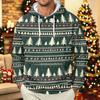 Men's Long Sleeve Hooded Sweatshirt with Christmas Print for Casual Holiday Wear