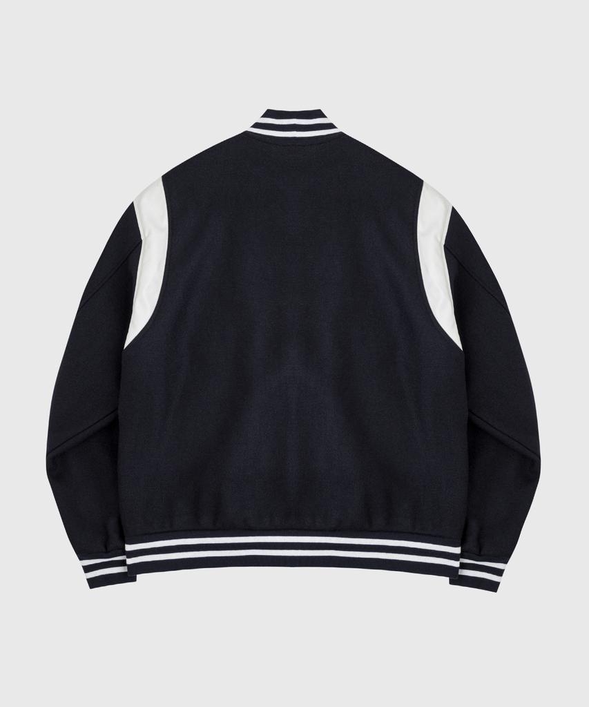 Lettercomo New Word Stadium Wool Varsity Jacket Dark Navy