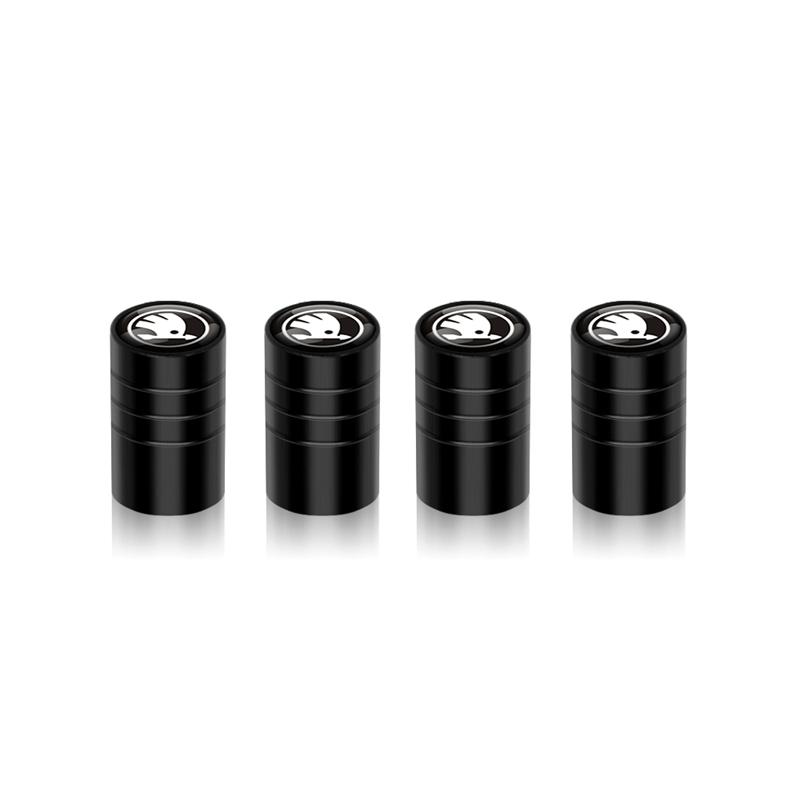 XOWS7 4pcs Metal Car Wheel Tire Valve Caps Stem Case Covers Accessories For Skoda S Kodiaq Octavia 2 3 Yeti Karoq Rapid Fabia VII A5