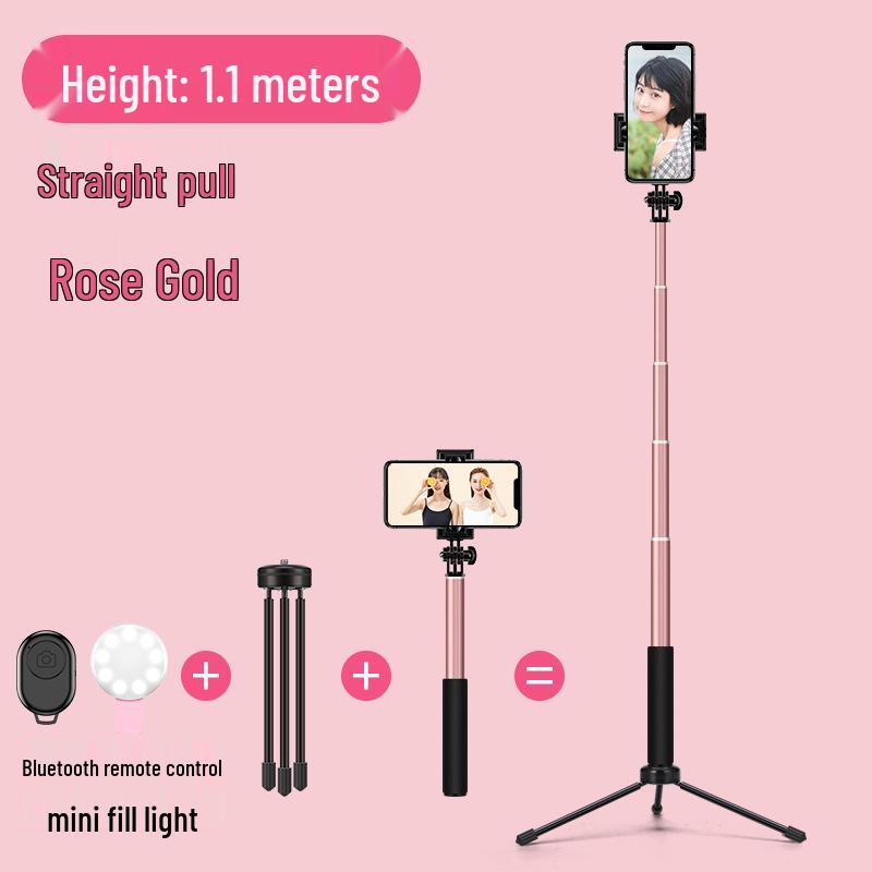 1.7m Aluminum Alloy Extendable Selfie Stick with Fill Light for Travel, Photography, Live Streaming & Tripod.