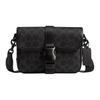League 19 Detachable Shoulder Strap Quick Buckle Closure Signature Coated Canvas and Refined Calfskin Crossbody Bag Small Men's Black