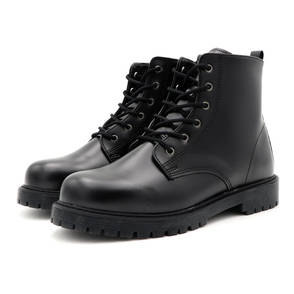 Supener Lottie Zippered Work Boots Black