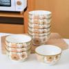 Peace and Joy 10-Piece Glazed Ceramic Rice and Noodle Bowl Set, 5-Inch