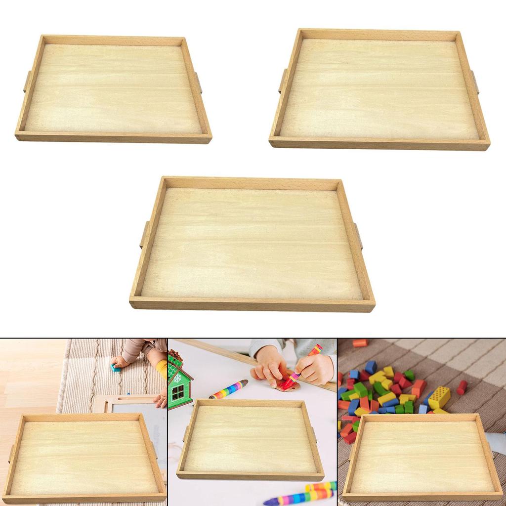 Elegant Wooden Serving Tray with Handles for Dining