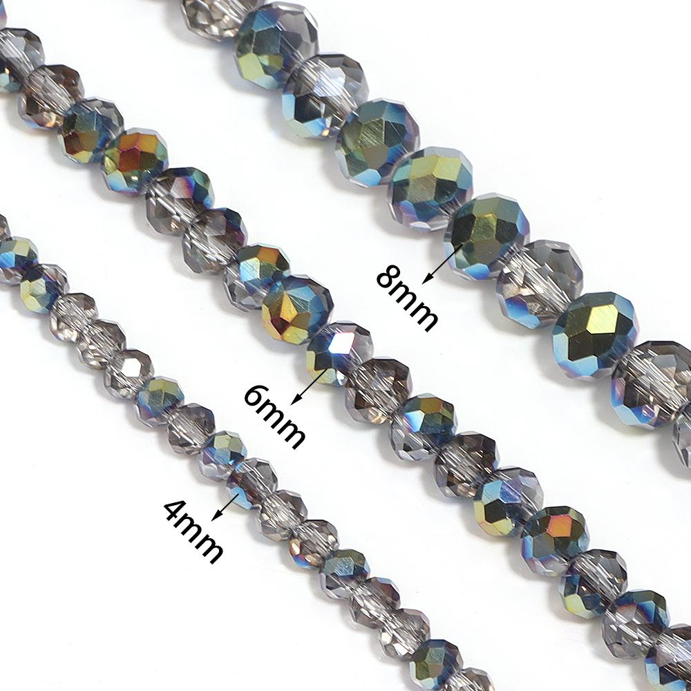 4/6/8mm Austria Rondelle Faceted Crystal Beads Blue Grey Glass Loose Beads For Jewelry Making DIY Bracelets Necklace Accessories